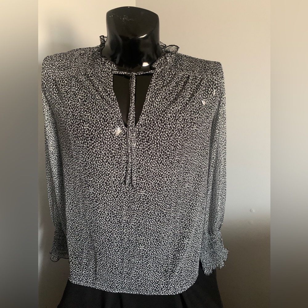 Chico’s Dot Smocked Mesh Top